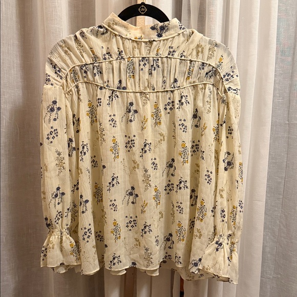 ba&sh Tops - ba&sh Cream and Blue Floral Blouse